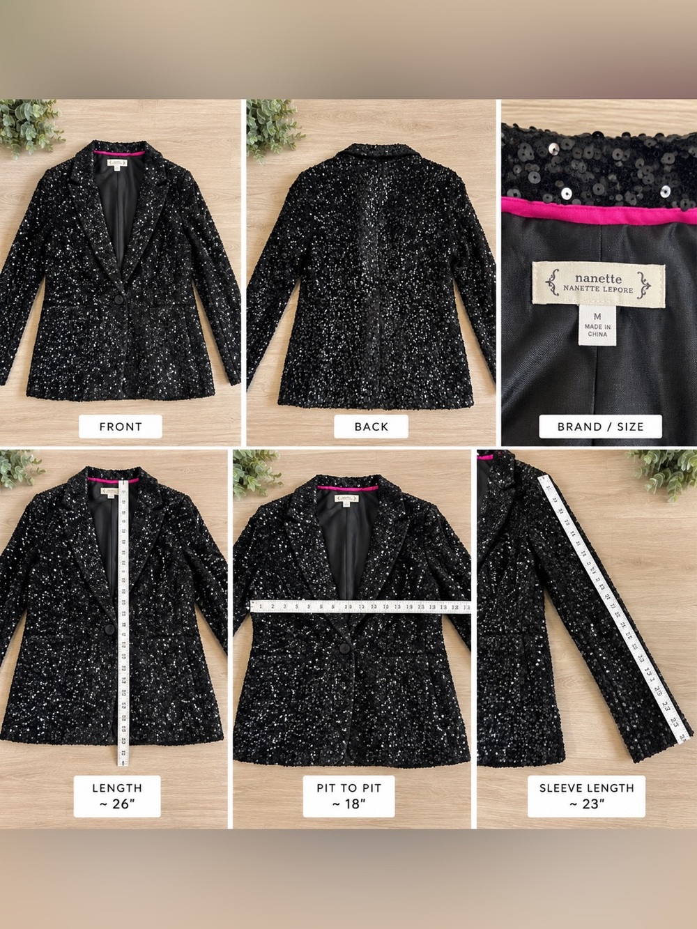 Nanette Lepore Black Sequin Blazer